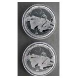 Star Wars MILLENNIUM FALCON (2) 999 Silver Coins