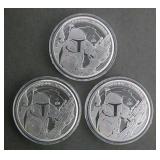 Star Wars BOBA FETT (3) One Ounce 999 Silver Coins