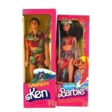 (2) 1982-83 Hawaiian Barbie & Ken Dolls MIB