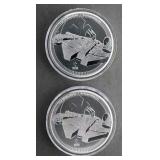 Star Wars MILLENNIUM FALCON (2) 999 Silver Coins