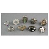 (9) STERLING SILVER RINGS