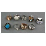 (9) STERLING SILVER RINGS