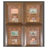(4) HISTORIC US STAMP & COIN FRAMED SETS