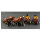 (5) BUFFALO BISON BULLFIGHTER SALT PEPPER SHAKERS