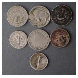 (7) MIXED U.S. COINS W/ SILVER DIMES