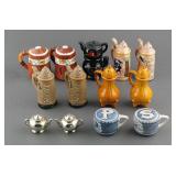 (7) VINTAGE SETS VESSEL SALT AND PEPPER SHAKERS