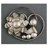 MAURICE STERLING FLORAL BROOCH