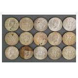 (15) KENNEDY 40% SILVER HALF DOLLARS