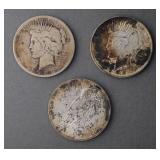 (3) SILVER PEACE DOLLARS 1922 & 1923