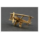 14K YELLOW GOLD BIPLANE MINIATURE
