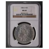 1884-O MORGAN SILVER DOLLAR NGC MS64