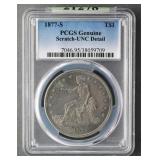 1877-S TRADE DOLLAR PCGS UNC DETAIL