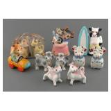 (7) ANTHROPOMORPHIC COW SALT AND PEPPER SHAKERS