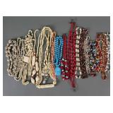 SHELL, BONE & COLOR BEAD NECKLACE GROUP