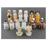(7) VICTORIAN FIGURES SALT AND PEPPER SHAKERS
