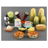 (10) SETS FOOD RELATED SALT AND PEPPER SHAKERS
