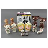(7) ANTHROPOMORPHIC CAT FELINE SALT PEPPER SHAKERS