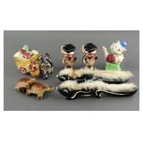 (5) ANTHROPOMORPHIC ANIMAL SALT PEPPER SHAKERS