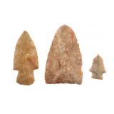 Group of 3 Archaic Paleo Points Arrowheads