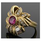 18K Gold Ruby & Diamond Ring