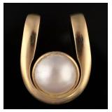 14K Gold Mabe Pearl Pendant