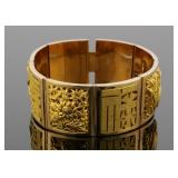 Vintage 18k Gold Deco Panel Bracelet, Signed
