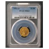 1925-D $2.5 Indian Quarter Eagle PCGS MS63