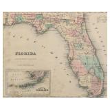Antique 19C Map of Florida