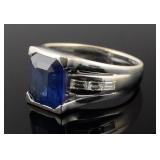 14K White Gold & Sapphire Diamond Ring