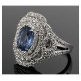 Platinum Sapphire & Diamond Ring