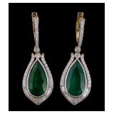 14K Emerald & Diamond Earrings