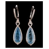 Platinum Aquamarine & Diamond Earrings