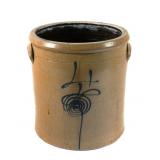 19C Stoneware Crock with Cobalt Spiral, 4 gal