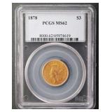 1878 $3 Gold Princess PCGS MS62