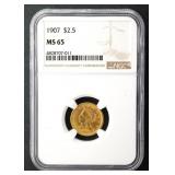 1907 $2.5 Indian Quarter Eagle NGC MS65