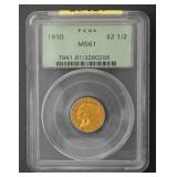1910 $2.5 Indian Quarter Eagle PCGS MS61