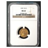 1929 $2.5 Indian Quarter Eagle NGC MS64