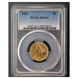 1901 $5 Liberty Half Eagle PCGS MS64+