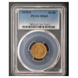 1878-S $2.5 Liberty Quarter Eagle PCGS MS63