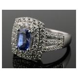 Platinum Sapphire & Diamond Ring