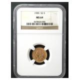 1900 $2.5 Liberty Quarter Eagle NGC MS64