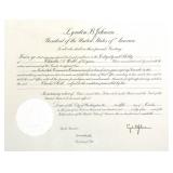 Lyndon B. Johnson Document Signed as President