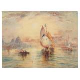 Manner J.M.W. TURNER Harbor Scene Watercolor
