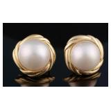 14K Gold Mabe Pearl Earrings