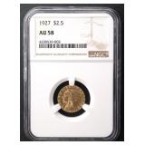 1927 $2.5 Indian Quarter Eagle NGC AU58