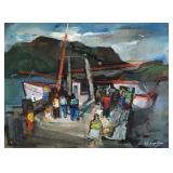 JOSEPH KAPLAN Harbor Scene Painting