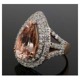 14K Rose Gold Morganite & Diamond Ring