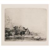 REMBRANDT Landscape with Cow Drinking Etching