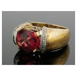 14K Gold Diamond Tourmaline Ring