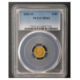 1853-O G$1 Gold Dollar PCGS MS63